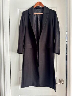 ALLSAINTS Size 2 Aleida Black Duster Coat Long Blazer Oversized Retail $375